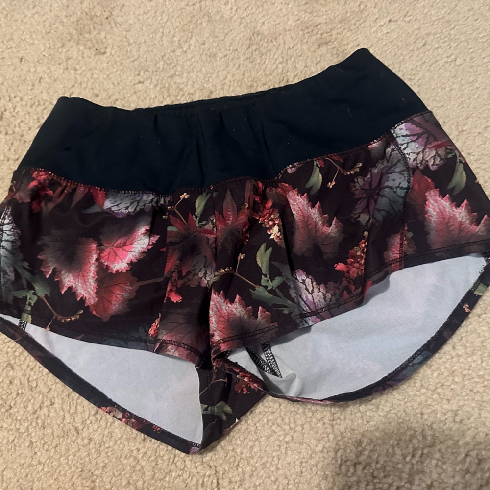 Oiselle Black Floral Women's Athletic Shorts